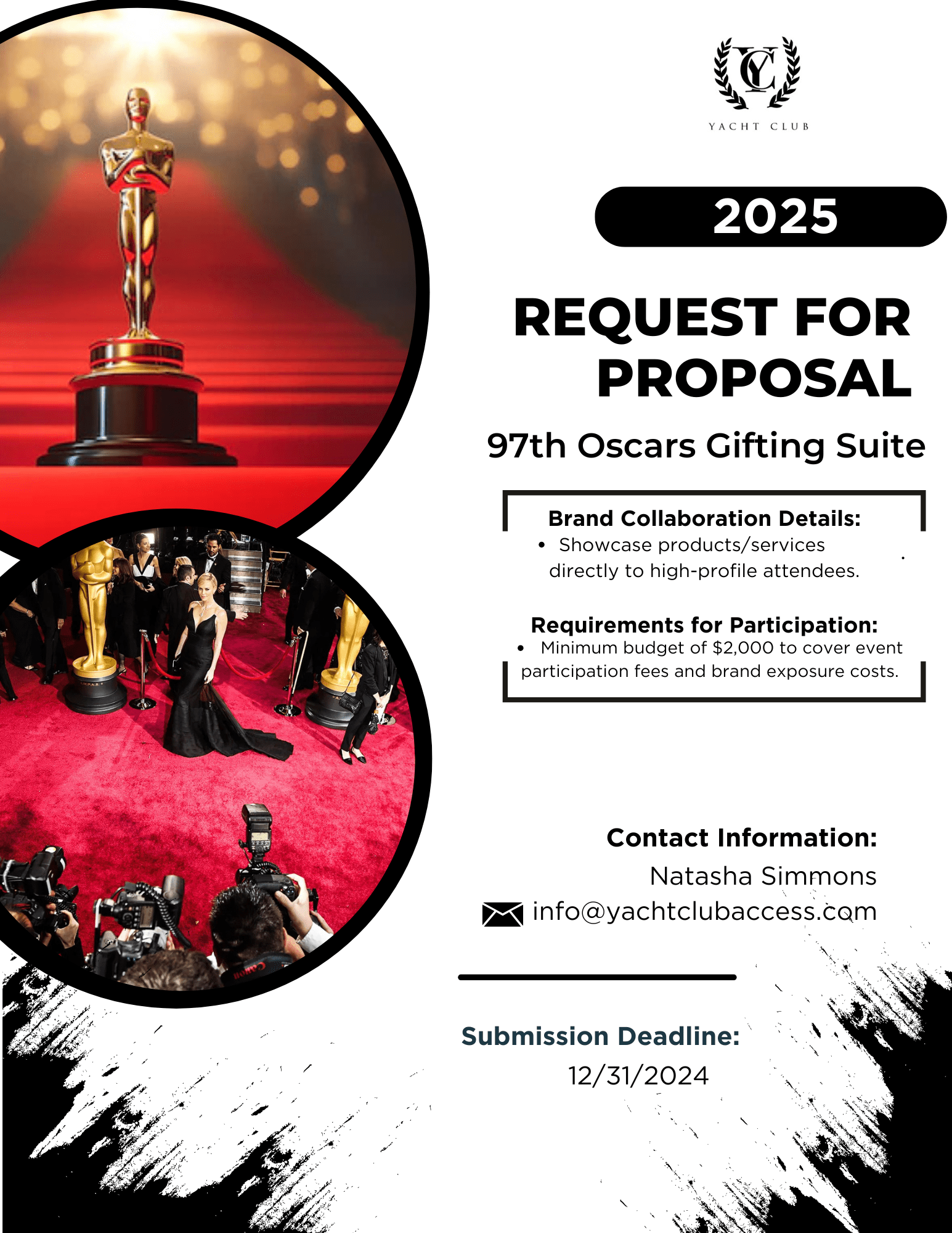 Request for Proposal (RFP): Brand Collaboration Opportunity for 97th Oscars Gifting Suite - Yacht Club Access